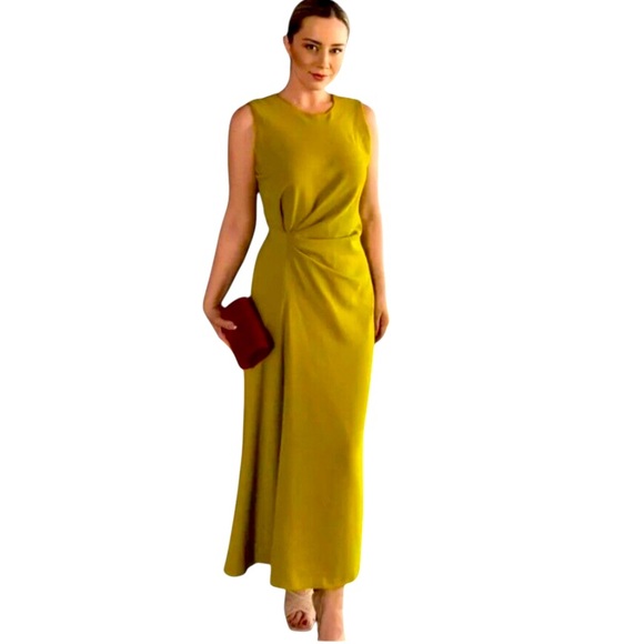 Zara Asymmetrical Knot Midi Dress Sleeveless Grecian Side drape Size S New w Tag - Picture 1 of 10
